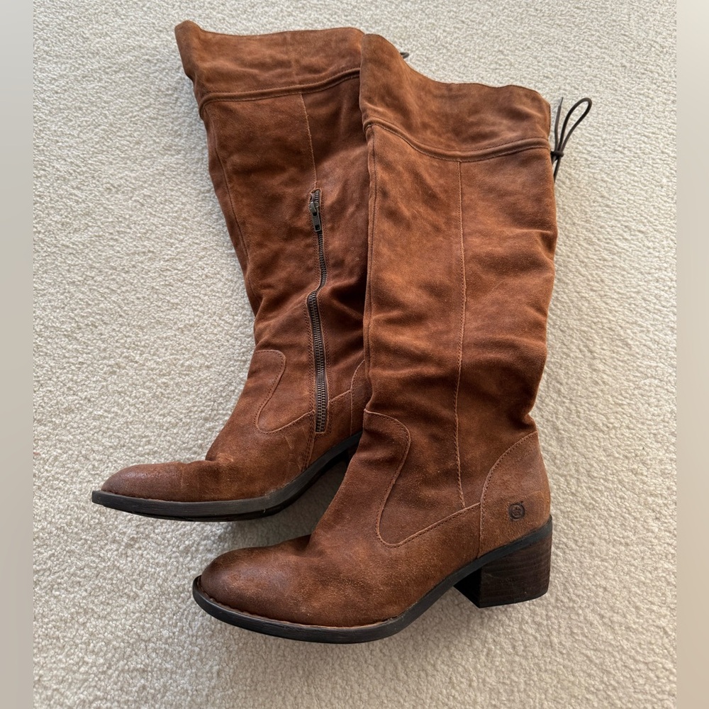 Born Gallinara “Tobacco Distressed”boot (F08726) knee high brown leather size 9
